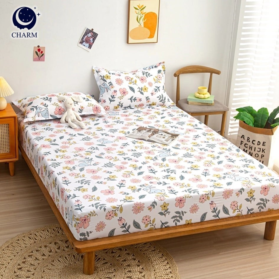 CHARM DREAMY ชุดผ้าปูที่นอน 3.5ฟุต 3ชิ้น ลาย RABBIT TALE – ผ้าปูที่นอน พร้อมปลอกหมอน (ไม่รวมผ้านวม)_1